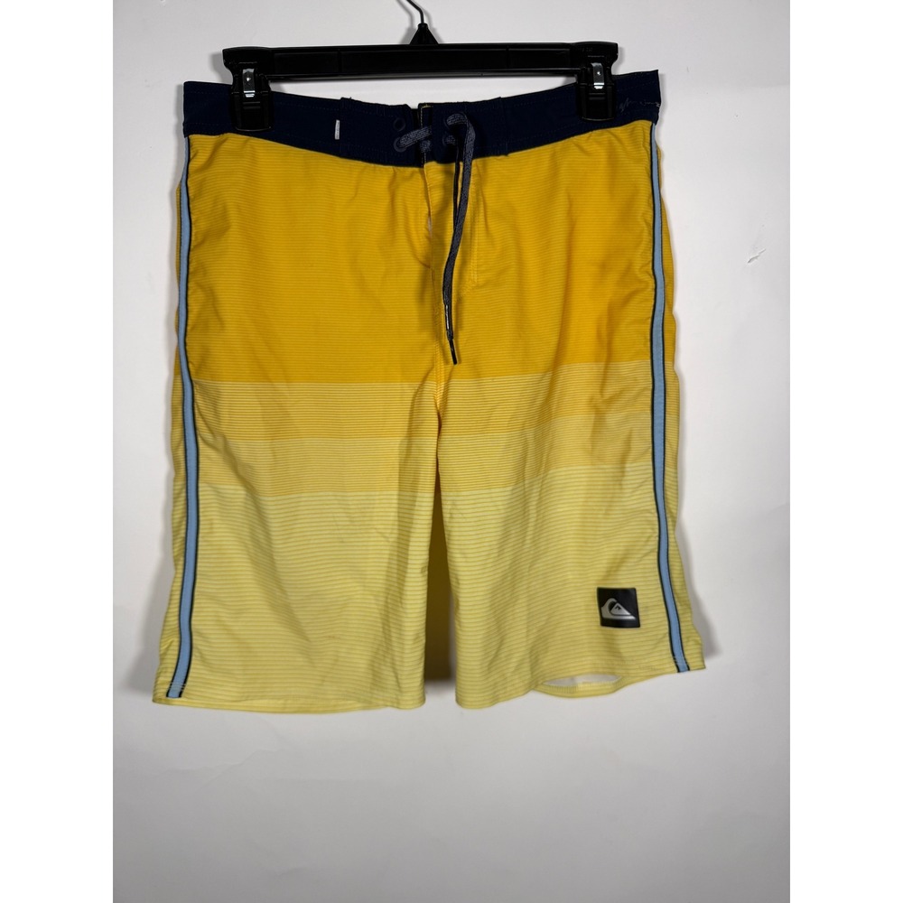 Quiksilver Highline Mens Board Shorts Yellow Orange Stripe Swim Trunks Size 29 - Picture 1 of 7